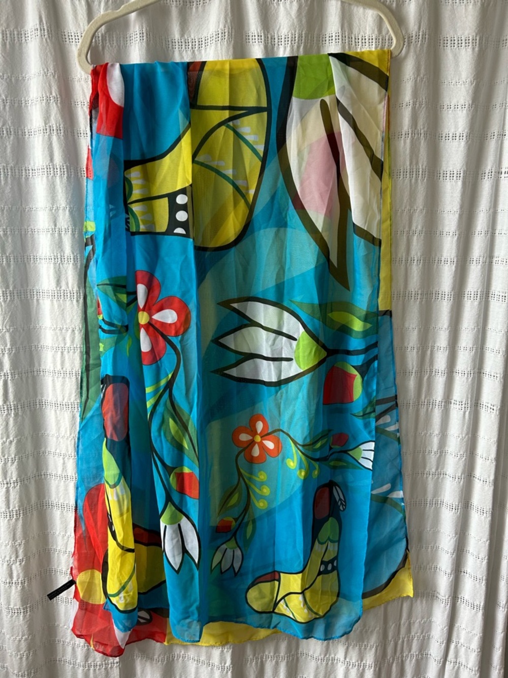 Indigenous Bright Multicolor Abstract Silky Scarf - Picture 4 of 7